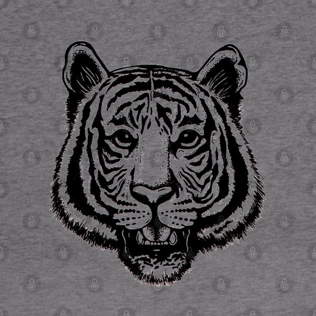 Black and White Tiger Face by juliahealydesign